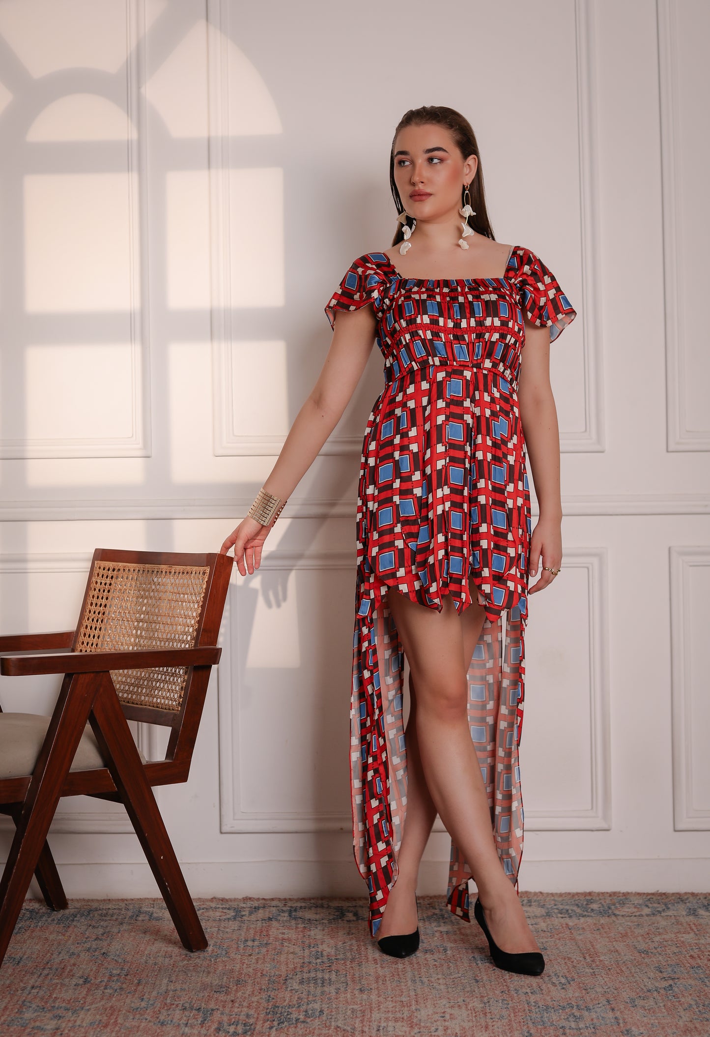 Printed Fringed Dress