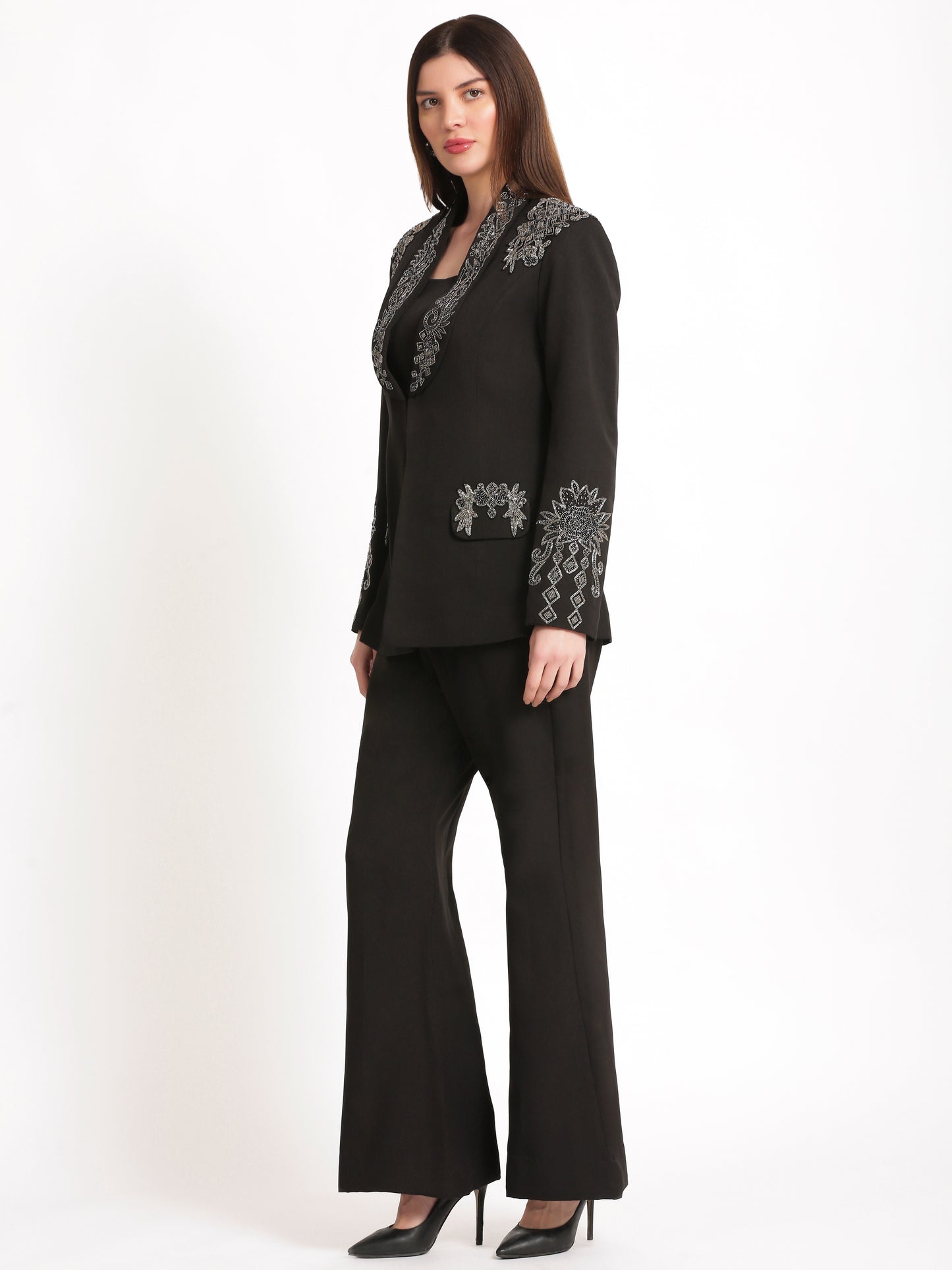 Embroidered Elegance Blazer Set